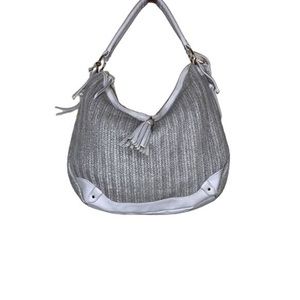 💋grey shoulder bag w/vegan leather NWOT